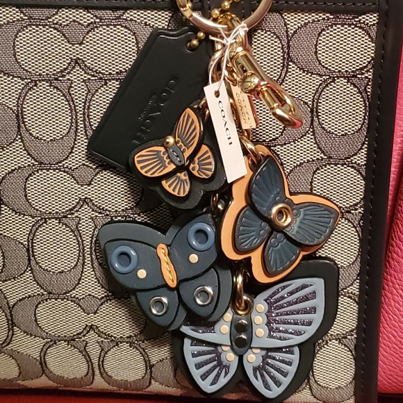 Coach BLUE DENIM Butterfly Cluster Keychain/ Charm 🦋 - Picture 4 of 6